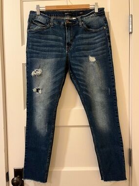 Supplies • High Rise Distressed Skinny Jeans • Raw Hem Blue • Size 12
